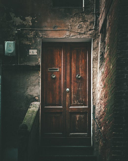 Dark wooden door number 6